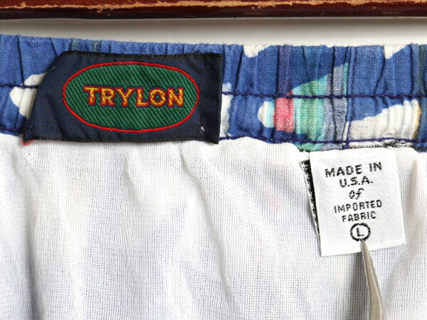 80s USA製 TRYLON 総柄 コットン ショートパンツ メンズ L / サーフ スイム ショーツ 海パン 水陸両用 短パン インナー付き マルチカラー