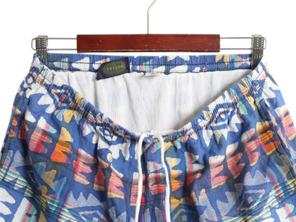 80s USA製 TRYLON 総柄 コットン ショートパンツ メンズ L / サーフ スイム ショーツ 海パン 水陸両用 短パン インナー付き マルチカラー