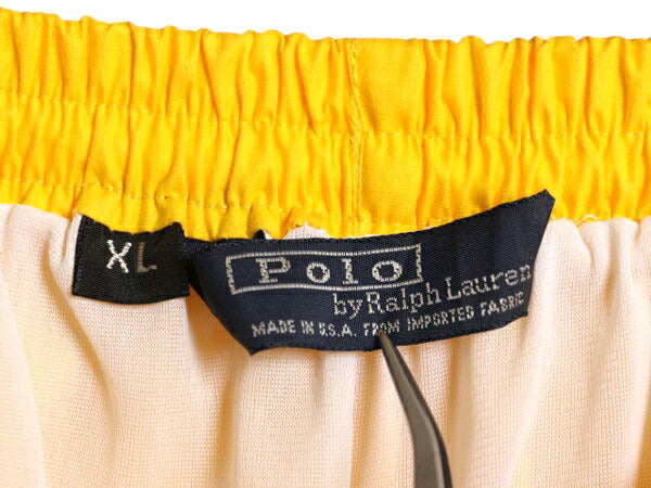 デッドストック 90s USA製 ポロ ラルフローレン コットン ショートパンツ メンズ XL 小さめ オールド ショーツ 短パン 海パン 水陸両用 黄