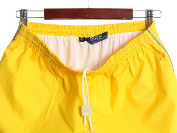 デッドストック 90s USA製 ポロ ラルフローレン コットン ショートパンツ メンズ XL 小さめ オールド ショーツ 短パン 海パン 水陸両用 黄