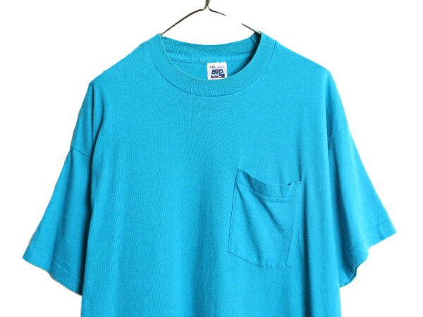90s USA製 BVD ポケット付き 無地 半袖 Tシャツ メンズ XXL / オールド シングルステッチ ポケT 無地T ヘビーウェイト 大きいサイズ 耳付き