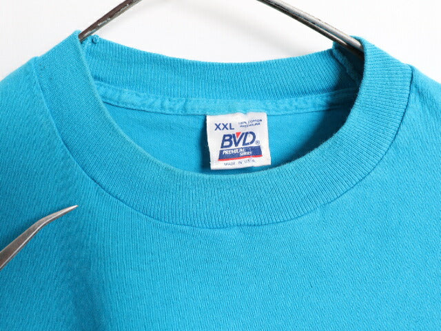 90s USA製 BVD ポケット付き 無地 半袖 Tシャツ メンズ XXL / オールド シングルステッチ ポケT 無地T ヘビーウェイト 大きいサイズ 耳付き