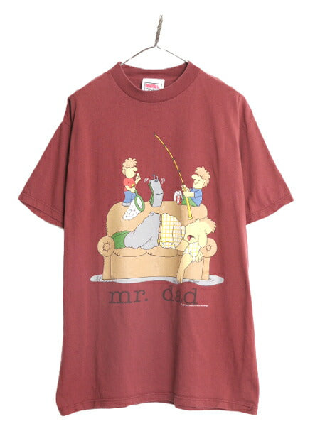 90s ジョーク キャラクター イラスト プリント Tシャツ メンズ XL / 90年代 オールド アート ポップ ヘビーウェイト 大きいサイズ 当時物