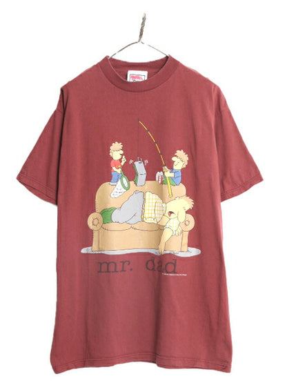 90s ジョーク キャラクター イラスト プリント Tシャツ メンズ XL / 90年代 オールド アート ポップ ヘビーウェイト 大きいサイズ 当時物