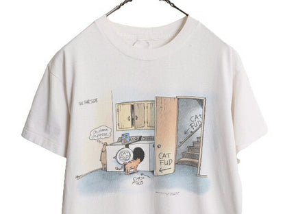 90s USA製 ジョーク キャラクター イラスト プリント 半袖 Tシャツ メンズ M 程 90年代 オールド アート シングルステッチ ヘビーウェイト