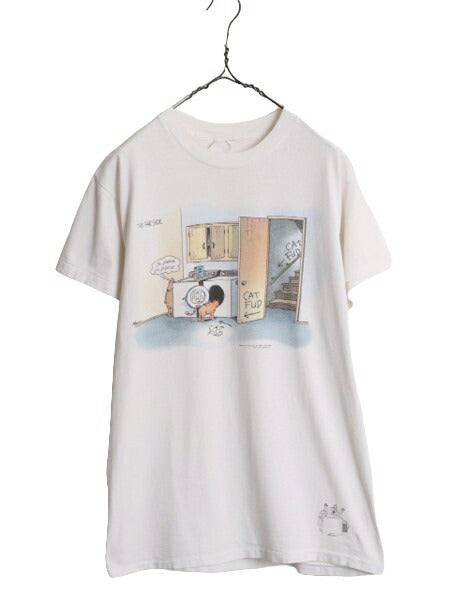90s USA製 ジョーク キャラクター イラスト プリント 半袖 Tシャツ メンズ M 程 90年代 オールド アート シングルステッチ ヘビーウェイト