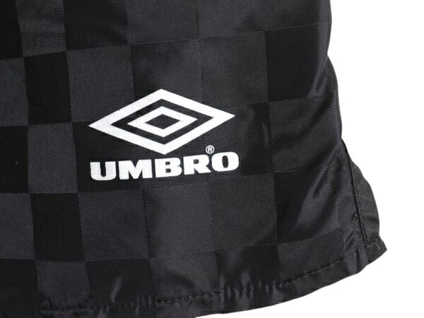 90s USA製 アンブロ ナイロン ショートパンツ メンズ L 古着 オールド チェック ショーツ スポーツ トレーニング ワンポイント 黒 サッカー