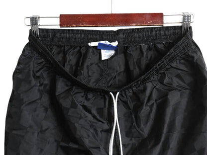 90s USA製 アンブロ ナイロン ショートパンツ メンズ L 古着 オールド チェック ショーツ スポーツ トレーニング ワンポイント 黒 サッカー