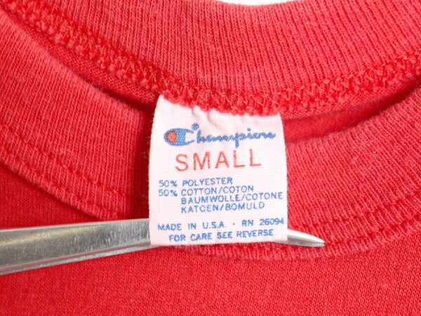 80s USA製 チャンピオン 無地 半袖 Tシャツ メンズ S 小さめ / 古着 80年代 ヴィンテージ Champion 完全 目無し シングルステッチ 無地T 赤