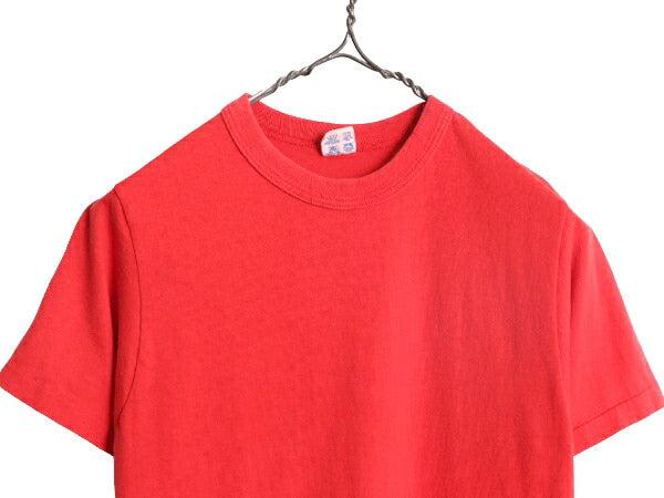 80s USA製 チャンピオン 無地 半袖 Tシャツ メンズ S 小さめ / 古着 80年代 ヴィンテージ Champion 完全 目無し シングルステッチ 無地T 赤