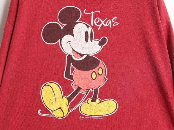 70s 80s USA製 ディズニー オフィシャル ミッキー プリント 半袖 Tシャツ メンズ レディース L / 70年代 80年代 ヴィンテージ キャラクター