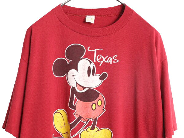 70s 80s USA製 ディズニー オフィシャル ミッキー プリント 半袖 Tシャツ メンズ レディース L / 70年代 80年代 ヴィンテージ キャラクター