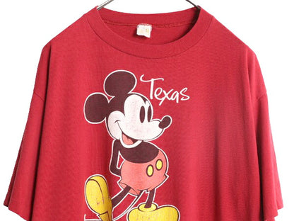 70s 80s USA製 ディズニー オフィシャル ミッキー プリント 半袖 Tシャツ メンズ レディース L / 70年代 80年代 ヴィンテージ キャラクター