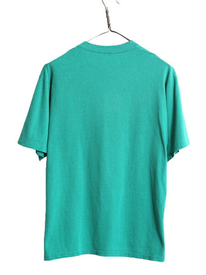 80s ディズニー オフィシャル ミッキー プリント Tシャツ メンズ レディース M 程/ 80年代 ヴィンテージ キャラクター シングルステッチ 緑