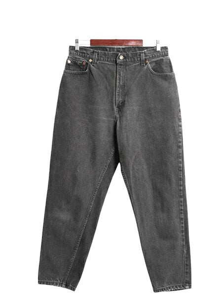 90s リーバイス 551 ブラック デニム パンツ レディース 実寸 32 28 / オールド リラックス フィット テーパード ジーンズ ルーズ ボトムス