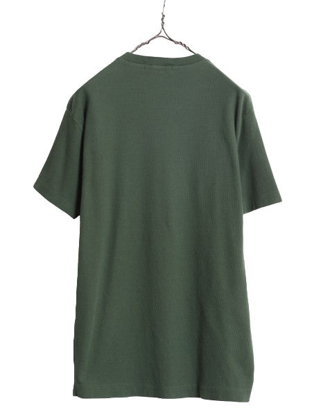 90s USA製 ポロ ラルフローレン Vネック リブ編み 半袖 Tシャツ メンズ M 古着 90年代 オールド コットン ワンポイント ヘビーウェイト 緑