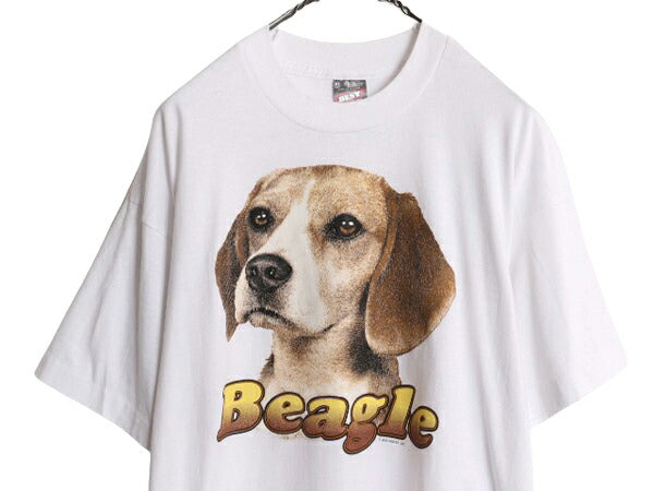 90s USA製 ドッグ アート イラスト プリント Tシャツ メンズ レディース XL 古着 90年代 オールド アニマル シングルステッチ 大きいサイズ