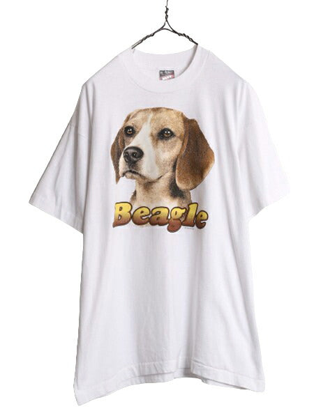 90s USA製 ドッグ アート イラスト プリント Tシャツ メンズ レディース XL 古着 90年代 オールド アニマル シングルステッチ 大きいサイズ