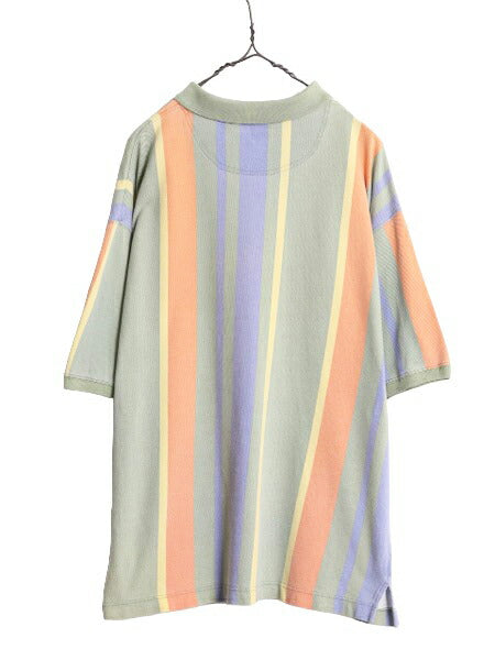 90s OLD GAP ストライプ 鹿の子 半袖 ポロシャツ メンズ XL / オールド ギャップ 半袖シャツ コットン 旧タグ 大きいサイズ マルチカラー