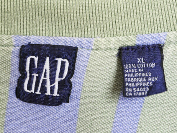 90s OLD GAP ストライプ 鹿の子 半袖 ポロシャツ メンズ XL / オールド ギャップ 半袖シャツ コットン 旧タグ 大きいサイズ マルチカラー