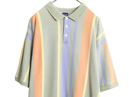90s OLD GAP ストライプ 鹿の子 半袖 ポロシャツ メンズ XL / オールド ギャップ 半袖シャツ コットン 旧タグ 大きいサイズ マルチカラー