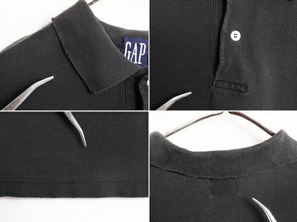 90s OLD GAP 鹿の子 半袖 ポロシャツ メンズ M 古着 90年代 オールド ギャップ 無地 半袖シャツ 旧タグ カノコ ソリッド コットン ブラック