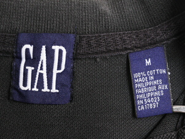90s OLD GAP 鹿の子 半袖 ポロシャツ メンズ M 古着 90年代 オールド ギャップ 無地 半袖シャツ 旧タグ カノコ ソリッド コットン ブラック