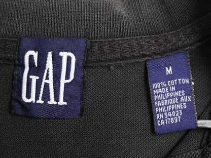 90s OLD GAP 鹿の子 半袖 ポロシャツ メンズ M 古着 90年代 オールド ギャップ 無地 半袖シャツ 旧タグ カノコ ソリッド コットン ブラック