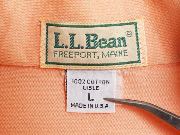 80s USA製 エルエルビーン ポケット付き 半袖 ポロシャツ メンズ L 80年代 LLBEAN ヴィンテージ アウトドア ストレッチ 無地 スムース 素材