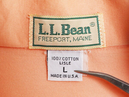 80s USA製 エルエルビーン ポケット付き 半袖 ポロシャツ メンズ L 80年代 LLBEAN ヴィンテージ アウトドア ストレッチ 無地 スムース 素材