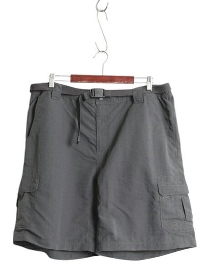 US企画 ノースフェイス カーゴ ショートパンツ メンズ XL / 古着 アウトドア ナイロン ショーツ 短パン ワンポイント 大きいサイズ グレー