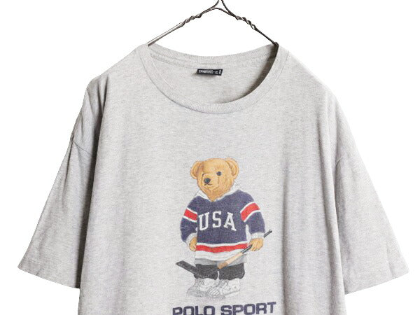 90s USA製 ポロベア ポロスポーツ ラルフローレン プリント 半袖 Tシャツ メンズ L / オールド POLO SPORT キャラクター シングルステッチ