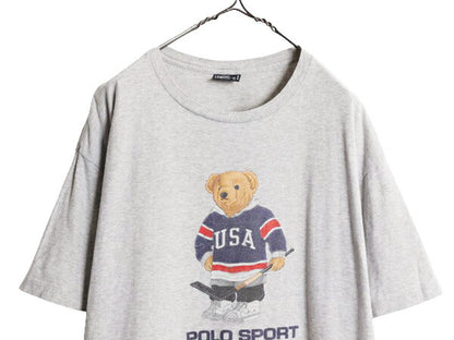 90s USA製 ポロベア ポロスポーツ ラルフローレン プリント 半袖 Tシャツ メンズ L / オールド POLO SPORT キャラクター シングルステッチ