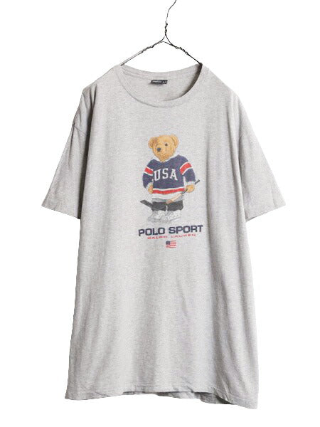 90s USA製 ポロベア ポロスポーツ ラルフローレン プリント 半袖 Tシャツ メンズ L / オールド POLO SPORT キャラクター シングルステッチ