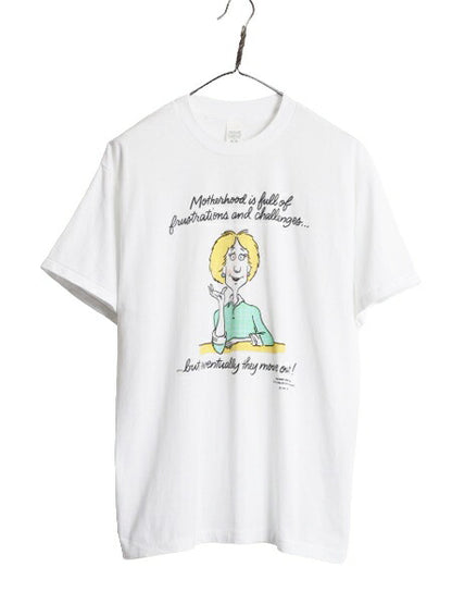 80s ジョーク キャラクター イラスト プリント Tシャツ メンズ XL 古着 80年代 ヴィンテージ メッセージ アート シングルステッチ ホワイト