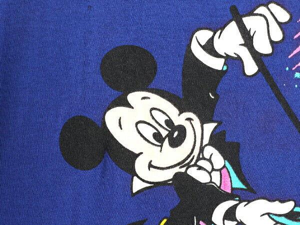 デッドストック 90s USA製 ディズニー オフィシャル ミッキー プリント 半袖 Tシャツ メンズ XL 程/ 新品 90年代 オールド キャラクター 青
