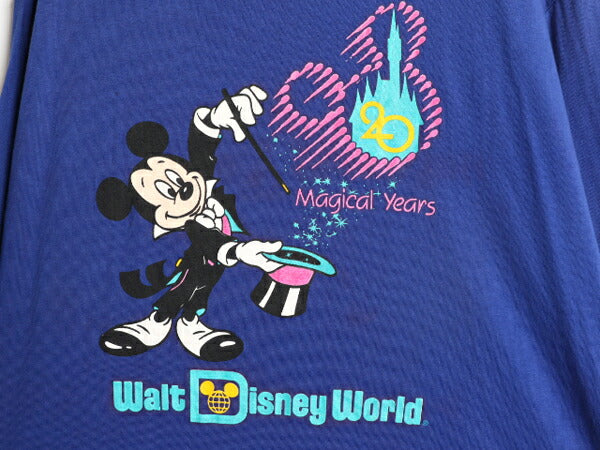 デッドストック 90s USA製 ディズニー オフィシャル ミッキー プリント 半袖 Tシャツ メンズ XL 程/ 新品 90年代 オールド キャラクター 青
