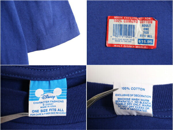 デッドストック 90s USA製 ディズニー オフィシャル ミッキー プリント 半袖 Tシャツ メンズ XL 程/ 新品 90年代 オールド キャラクター 青