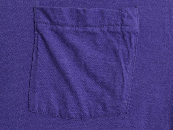 80s USA製 フルーツオブザルーム ポケット付き 無地 半袖 Tシャツ メンズ L 小さめ M 程/ ヴィンテージ ポケT シングルステッチ 耳付き 紫