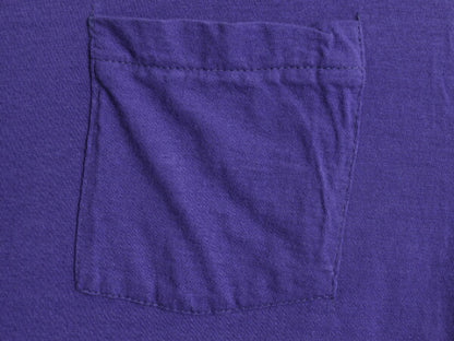 80s USA製 フルーツオブザルーム ポケット付き 無地 半袖 Tシャツ メンズ L 小さめ M 程/ ヴィンテージ ポケT シングルステッチ 耳付き 紫