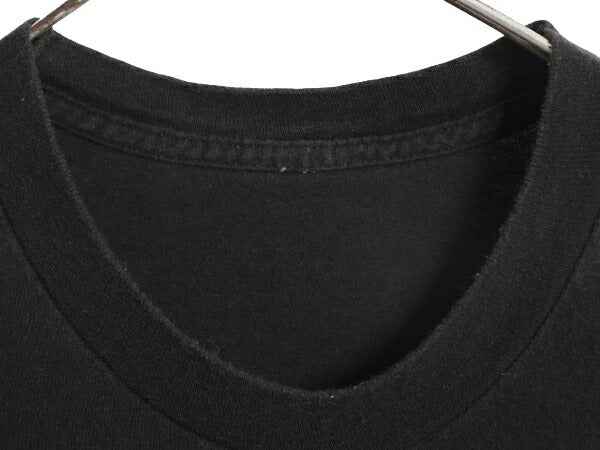 80s ポケット付き 無地 半袖 Tシャツ メンズ M 程 古着 80年代 ヴィンテージ ポケT 無地T シングルステッチ 耳付き クルーネック ブラック