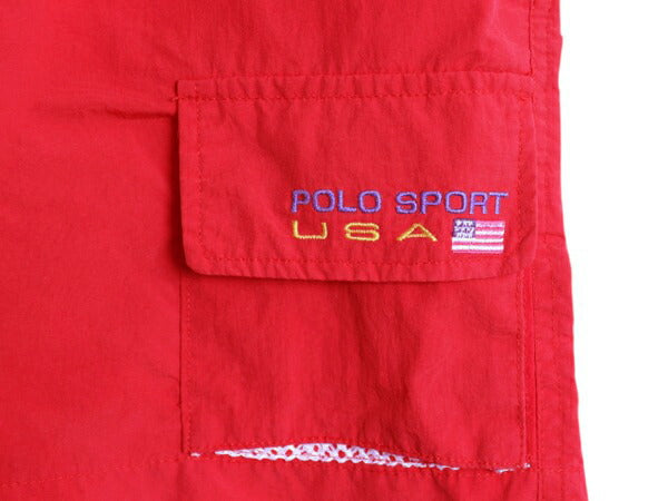 90s ポロスポーツ ラルフローレン ナイロン ショートパンツ メンズ L 古着 オールド スイム ショーツ 短パン 海パン 水陸両用 インナー付き