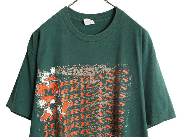 90s USA製 カレッジ キャラクター プリント Tシャツ メンズ XL / 90年代 オールド ヘビーウェイト シングルステッチ 大きいサイズ アメフト