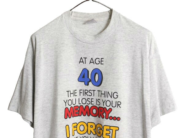 90s USA製 ジョーク メッセージ プリント 半袖 Tシャツ メンズ XL / 90年代 オールド グラフィック 大きいサイズ シングルステッチ グレー