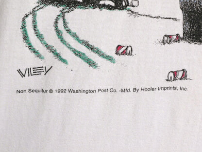 90s ジョーク キャラクター イラスト プリント 半袖 Tシャツ メンズ L オールド アート ヘビーウェイト グラフィック シングルステッチ 白