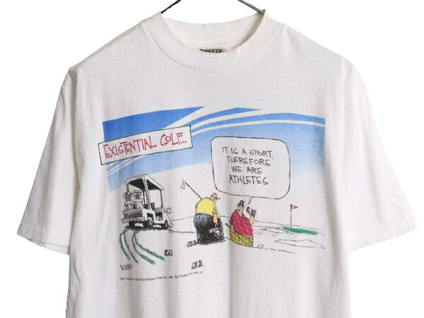 90s ジョーク キャラクター イラスト プリント 半袖 Tシャツ メンズ L オールド アート ヘビーウェイト グラフィック シングルステッチ 白
