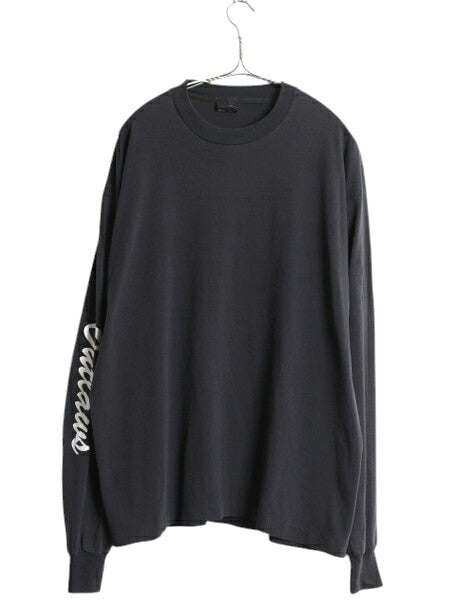 90s USA製 袖 プリント 長袖 Tシャツ メンズ XL オールド シングルステッチ ロンT カットソー スクリーン スターズ 大きいサイズ ブラック