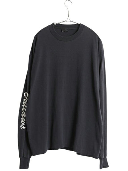 90s USA製 袖 プリント 長袖 Tシャツ メンズ XL オールド シングルステッチ ロンT カットソー スクリーン スターズ 大きいサイズ ブラック