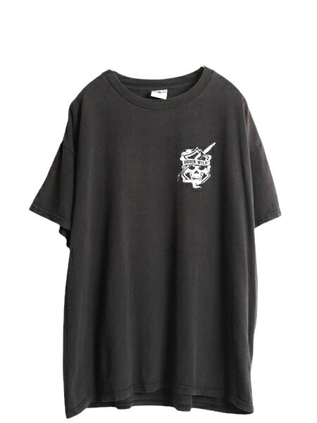 00s 両面 プリント 半袖 Tシャツ メンズ XL オールド スカル イーグル イラスト メッセージ グラフィック ヘビーウェイト 大きいサイズ 黒