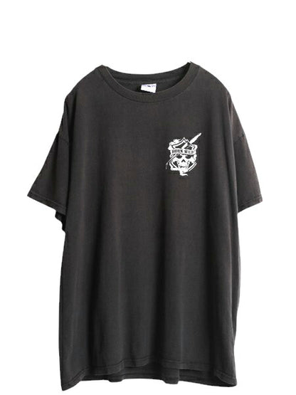 00s 両面 プリント 半袖 Tシャツ メンズ XL オールド スカル イーグル イラスト メッセージ グラフィック ヘビーウェイト 大きいサイズ 黒